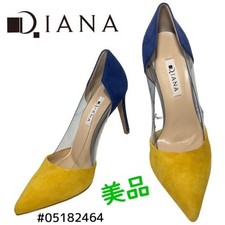 Diana Combination Suede Pointed Toe Pumps Side Skeleton 24.5