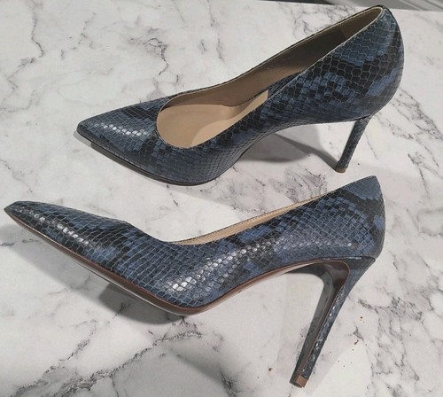 Nuevo Michael Kors Gretel Cuero Estampado Azul Talla IT 37.5/7 - Imagen 4 de 8