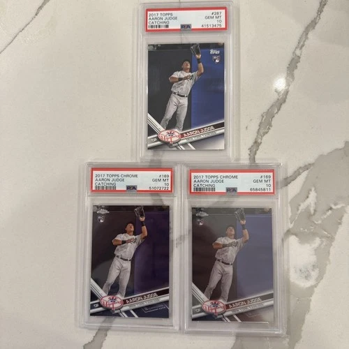 2017 Topps Chrome Aaron Judge #169 Catching RC PSA 10 GEM MINT Yankees Rookie