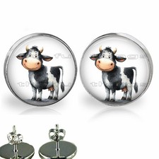 Whimsical Farm Animals Moo Cow Girls Stud Earrings Hypoallergenic Girl Jewelry