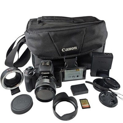 Canon EOS M50 Mark II Camera 15-45mm Lens Viltrox EF Adapter Kit + BAG Tested   