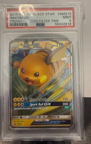 2019 Pokemon Sm Black Star Promo #SM213 Raichu Gx Promo-Hidden Fates Tins PSA 9