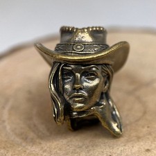 1PC Retro Brass Cowgirl Knife Lanyard Bead Paracord Pendant EDC Charm DIY