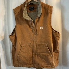 Carhartt Loose Fit Sherpa Lined Duck Vest Carhartt Brown Mens Size 2XL Tall 2XLT