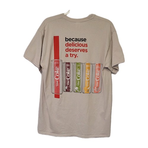Diet Coke Promo Graphic Double Sided T Shirt Putty Tan Adult L Discontinued Cola