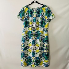 Talbots Womens Mirrored Floral Print Linen Blend Sheath Dress Size 12