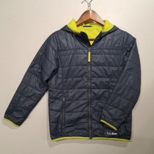 LL Bean Lightweight Puffer Jacket Boys Youth Large 14-16 Blue and Green