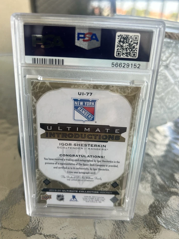 2019 UD Ultimate Collection Igor Shesterkin Ultimate Intro Auto Gold PSA 9 - Image 2 of 2