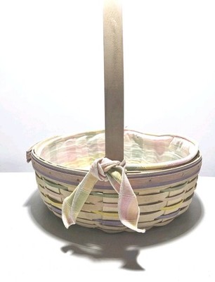 Longaberger 2001 Whitewashed Large Easter Basket With Liner  Protector