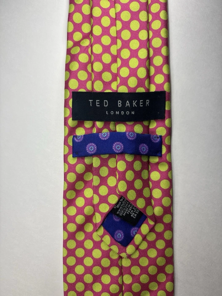 Gravata geométrica Ted Baker London masculina 100% seda rosa e verde 60” X 3” - Imagem 2 de 4