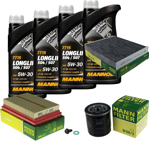 Mann Inspektionspaket 4L Mannol Longlife 504/507 5W-30 FüR Toyota Yaris 1.0-image