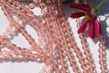 50 Beads Loose 6mm Trans Pink Crystal Glass Faceted Round Beads