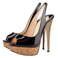 Women High Heels Pumps Peep Toe Platform Slingback Dress Party Shoes Size 4-20