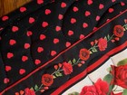 Handcrafted-Quilted Table Runner -Valentine's Day -Hearts on Black/Roses NEW2024 — photo 3