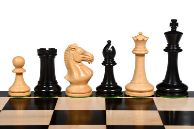 The GM Blitz Edition Staunton Chess Pieces in Ebony/Natural Boxwood - 3.75'' King