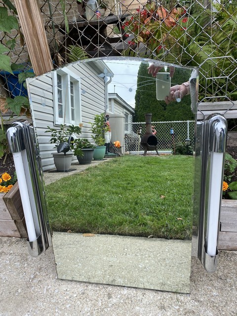 Vintage Art Deco Metal Mirror Medicine Wall Cabinet With Side Shelves Mcm For Sale Online Ebay