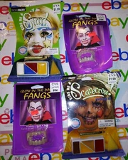 VINTAGE STAR CLOWN SCARECROW & VAMPIRE TEETH Halloween Technifaces Makeup Kit 