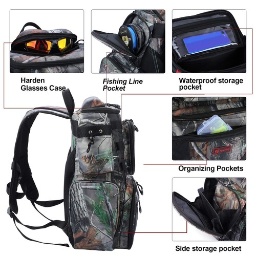 Sougayilang Fishing Tackle Backpack Waterproof Tackle Bag Storage with 4 Tray... - Picture 3 of 7