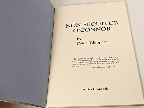 NON SEQUITUR O'CONNOR - Peter Klappert 1977 - Bits Press Chapbook - Picture 3 of 9