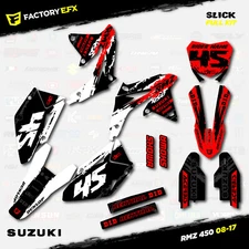 White & Red Slick Racing Graphics Kit fits 08-17 Suzuki RMZ450 Sticker RMZ 450