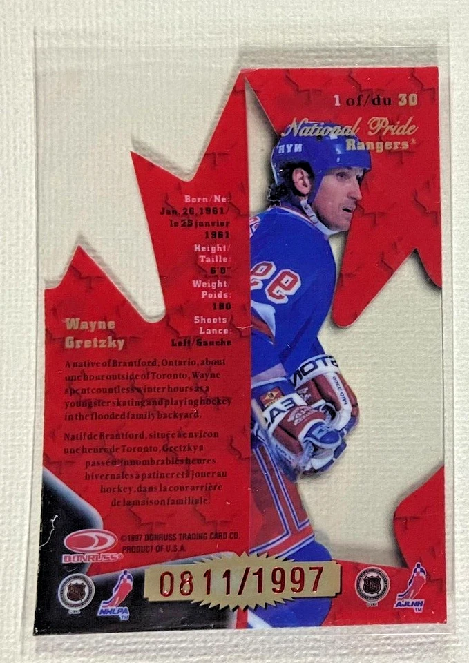 Wayne Gretzky SER /1997 1997-98 Donruss Canadian Ice National Pride #1 RARE Foto 2 de 2