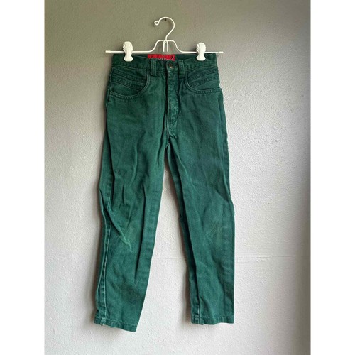 No Problem Kids Ankle Zip Jeans 100% Cotton Skinny Leg Denim Pocket Green Size 7
