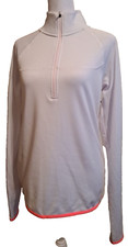 Womens Champion Athetic Activewear White Duofold 1/4 zip Pullover Sz Small