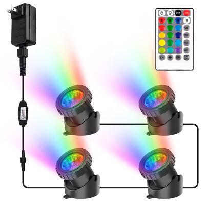 Luces de estanque con temporizador,luces fuente sumergibles que cambian de color