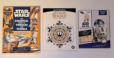 Star Wars 3 Book Lot- R2-D2 3D Wood Model Puzzle Essential Vehicles New