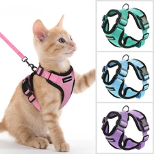 Cat Harness and Leash Escape Proof Soft Adjustable Vest Breathable Reflective