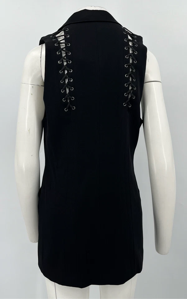 Chaleco Blazer HH Haute Hippie Negro Sin Mangas Talla 8 Nuevo con Etiquetas Foto 3 de 4