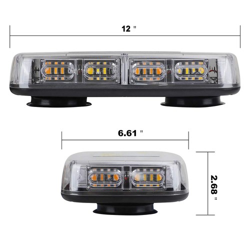 48 LED Strobe Beacon Light Rooftop Emergency Warning Hazard White Amber 12-24V - Bild 2 von 7