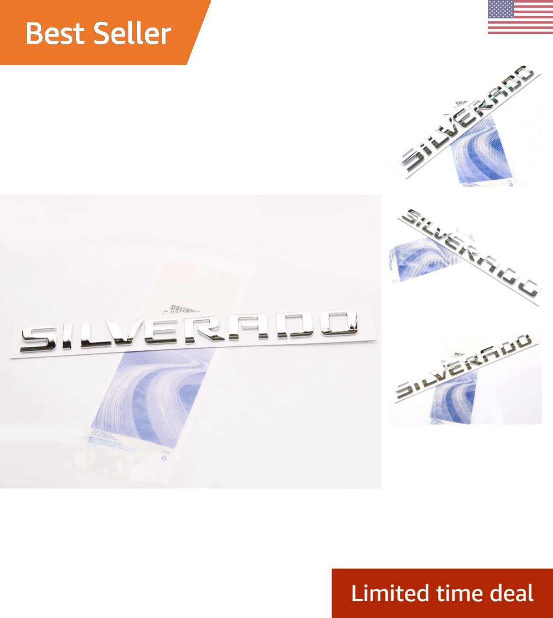 Weatherproof Chrome Nameplate Letter Badge with Strong Adhesive - Universal Fit