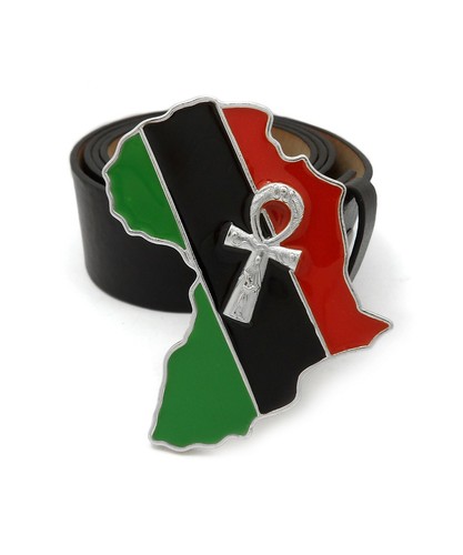 Hip Hop Style Collection Rapper Ankh Cross Africa Map Buckle & Leather Belt - Picture 10 of 15