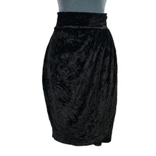 Vintage Joan Fagin Womens 28" Draped Black Wool Mohair Velvet Skirt USA Made