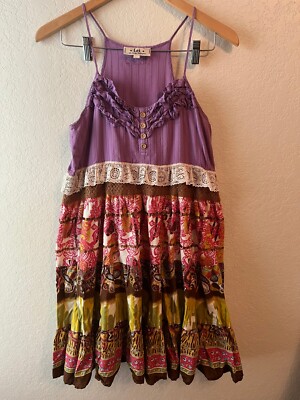 L.e.i. Mini Purple Summer Babydoll Dress/Quilt pattern Size Large | eBay