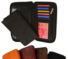 Genuine Leather ID Card Holder Checkbook Cover Clutch Zip Wallet Men Women