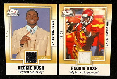 2006 SAGE Reggie Bush Exclusives GOLD ''My first pro JERSEY'' /25!!!  (2) CARD LOT