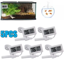 5Pcs Digital LCD Thermometer Hygrometer Aquarium Humidity Meter W/ Sensor Probe