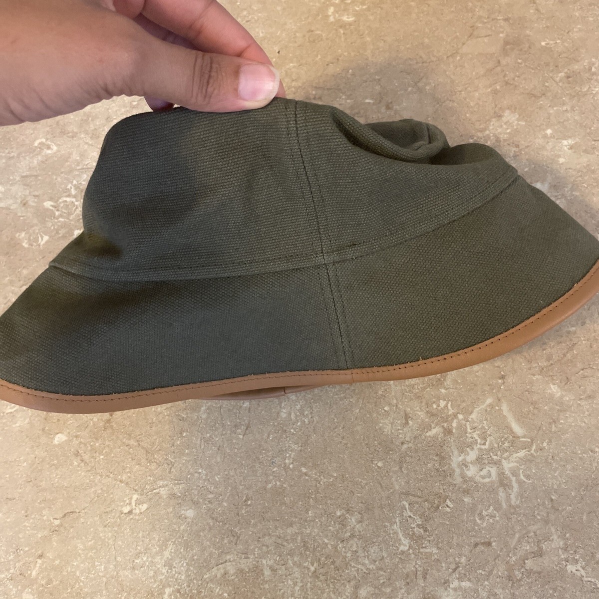 Rag & Bone Canvas and Leather Everyday Hat Rag & Bone Ellis Bucket Hat Brown Leather & Green Cotton  main image 2
