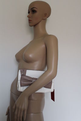 Valentino Garavani Napa Leather Aphrodite Bow Clutch Bag Ivory Matte $2500 RARE