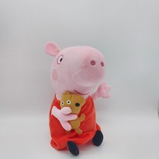 Peppa Pig Plush in Red Dress Holding Dog 10"