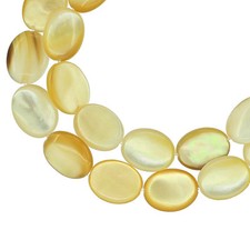 Mother of Pearl Sea Shell Flat Oval Beads 8x12mm Natural Golden Yellow 75142