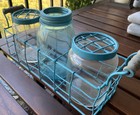 Farmhouse Aqua Metal Chicken Wire Utensil/flower Caddy. 1 Aqua Ball Jar, 2 Clear — photo 4