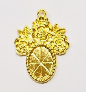 Authentic 20- 14x10mm Gold Plated Roses Pendant Charm Settings 4 Cameos Cabs Glass 35x24mm