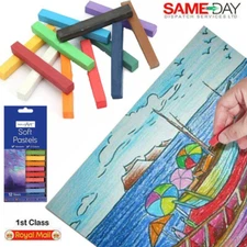 12 Pack Artists Soft Pastels Half Stick Assorted Colours Art Craft Colouring Set