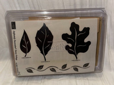 Vintage 2003 Stampin' Up "Creamy Caramel" Ink Pad Set of 4 Leaf Stamps