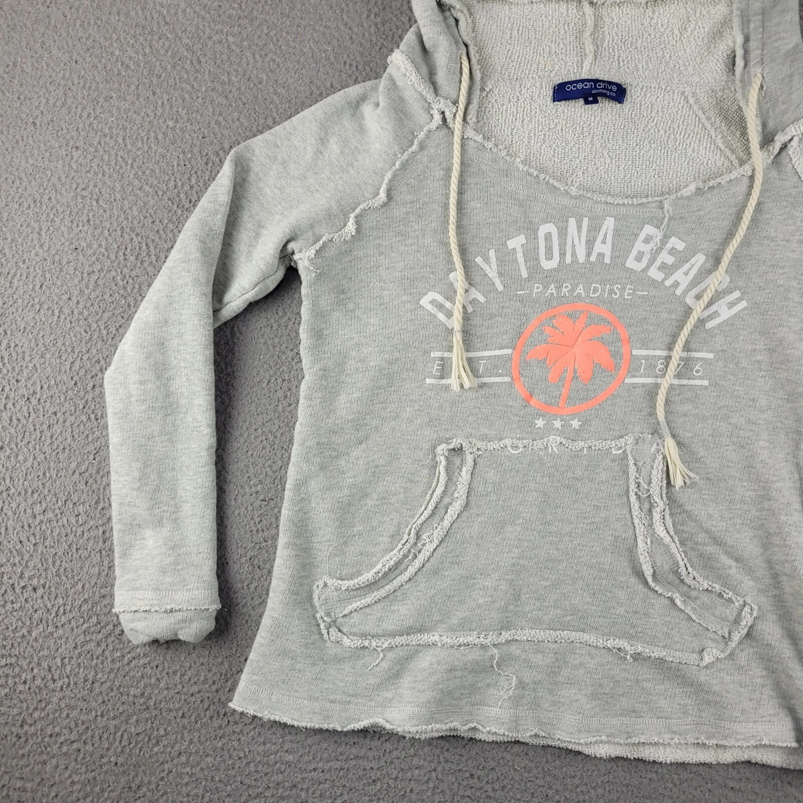 VETEMENTS Ocean Drive Clothing Co Felpa con Cappuccio Ragazze Grigio Medio Destinazione Vacanze Pullover