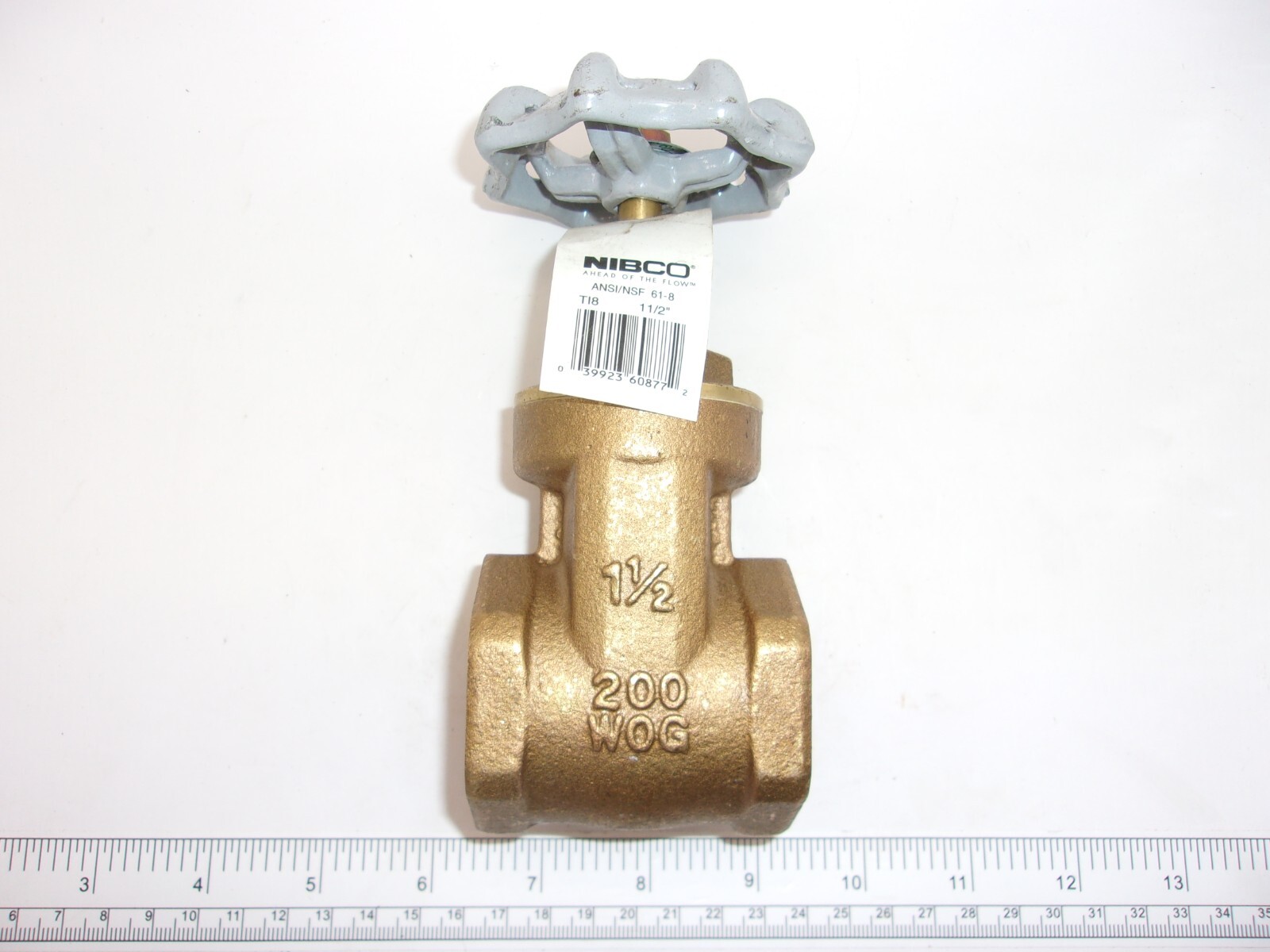Nibco T18 1 1/2", BRASS GATE VALVE 1-1/2" NPT T18, 200 WOG, 1170A