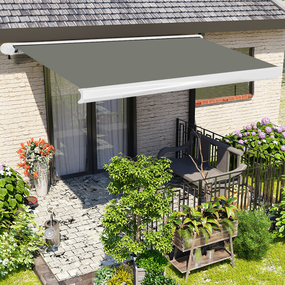 3x2.5M Full Cassette Electric Remote Control Retractable Garden Awning Grey